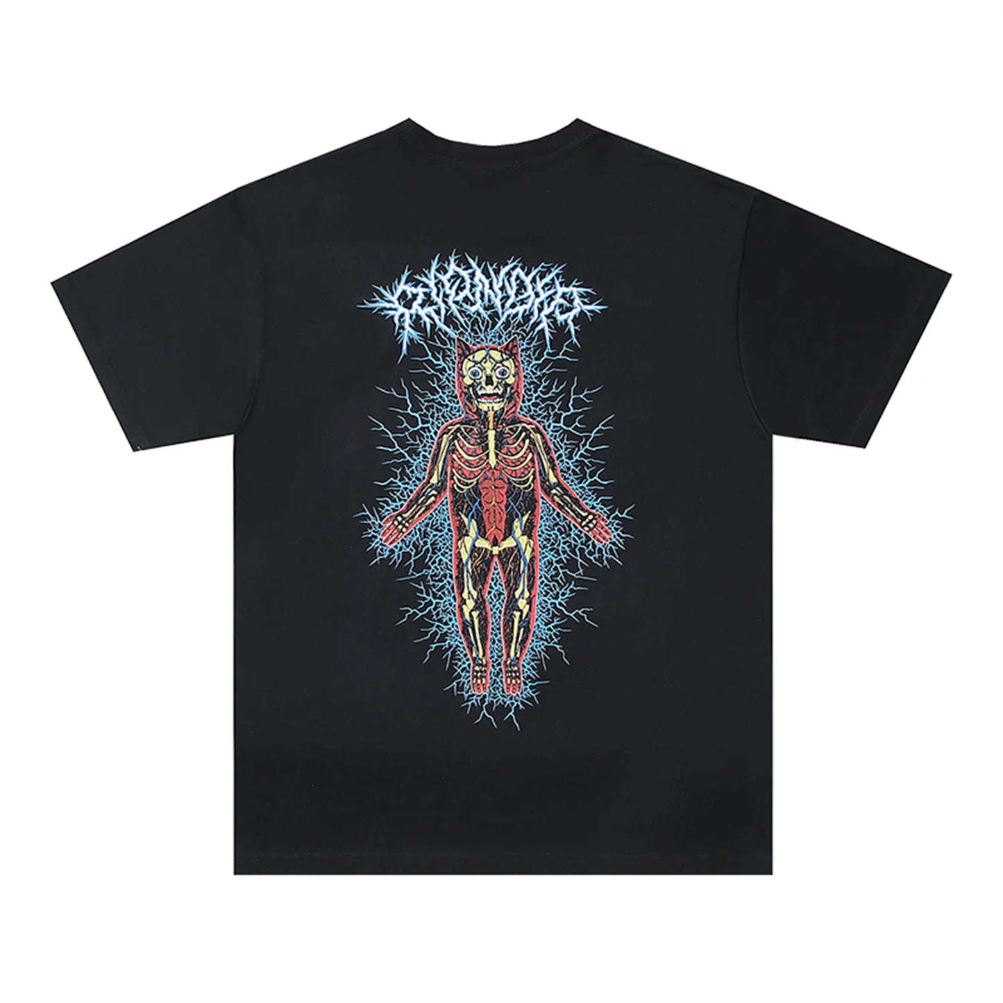 Summer Vintage Retro Skeleton Print High-Street Cotton Casual Loose Tops T-Shirt Street King Limited