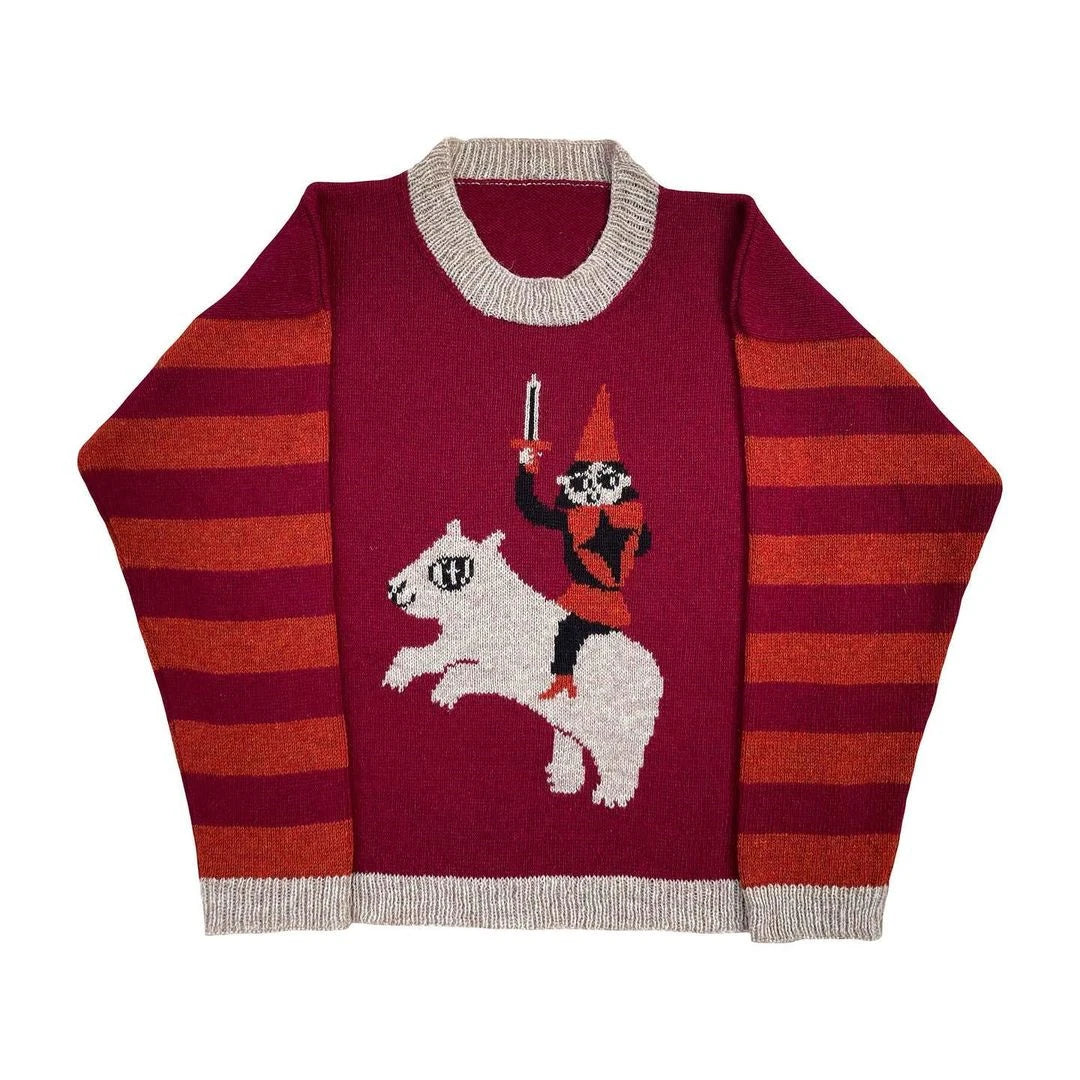Y2K Women's Sweater Clothing Vintage Knitted Wool Sweater Jumper Round Neck Stripe Cute patterns Round Neck Long Sleeve Clothing Street King Limited