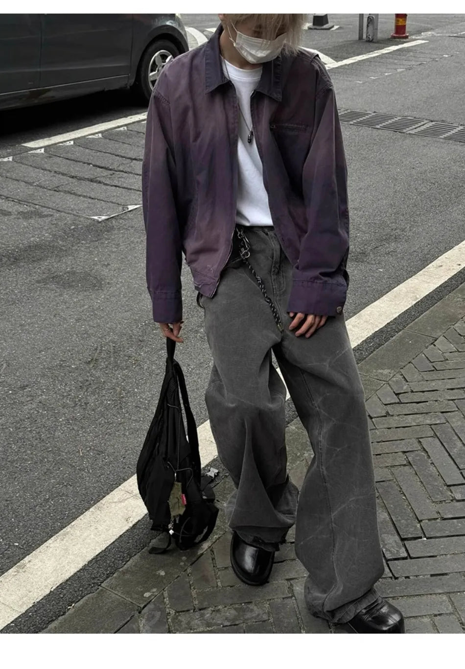 y2k hip hop gradient jacket mens tooling canvas high street lapel short coats washed retro motorcycle outwear trend 2024 new unique shorts style 3791