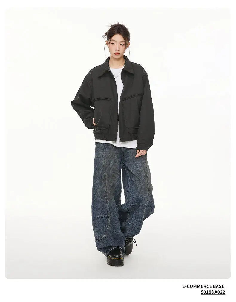 spring retro fashion bomber jacket men loose casual korean streetwear vintage short cargo jacket women autumn coat outerwear unique cargo style 390