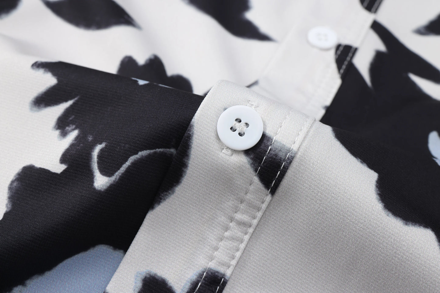 Summer 24SS Vintage Retro Black Flower Direct Print High-Street Casual Beach Style Quality Cold Short Sleeve Shirt Street King Limited