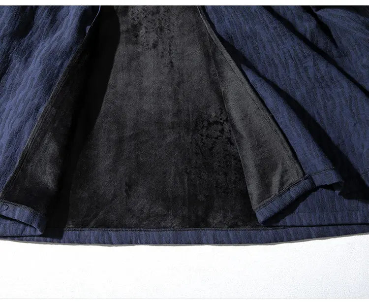 men autumn winter thick fleece liner loose casual punk gothic long cardigan trench coat streetwear kimono robe jacket outerwear unique default style 1013