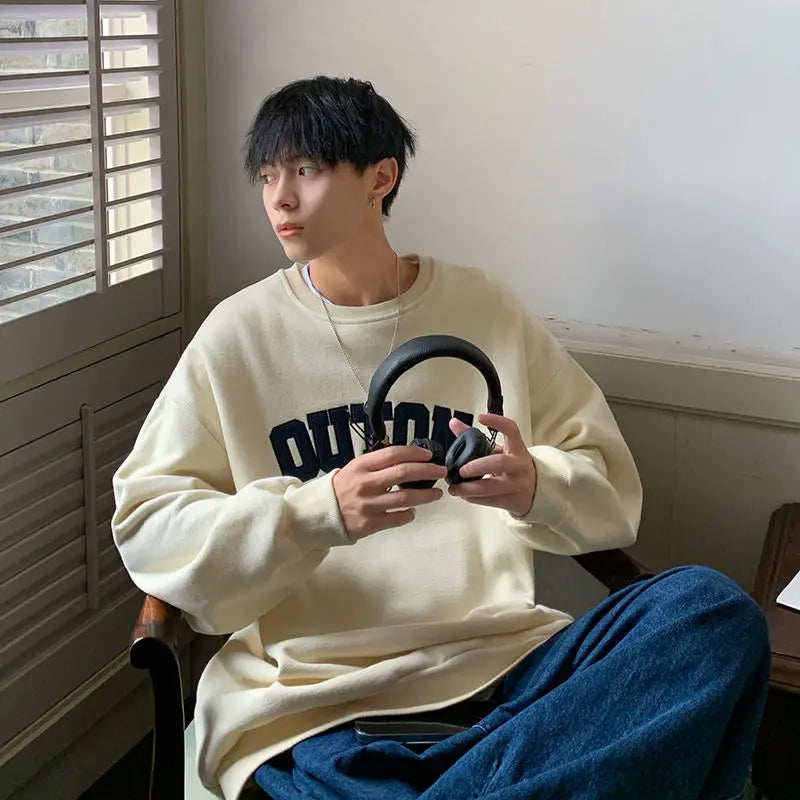 Trendy and Personalized Korean Round Neck Sweatshirt Men Spring Autumn New Y2K Thickened Trendy Brand Long-sleeved Top Jacket Street King Limited