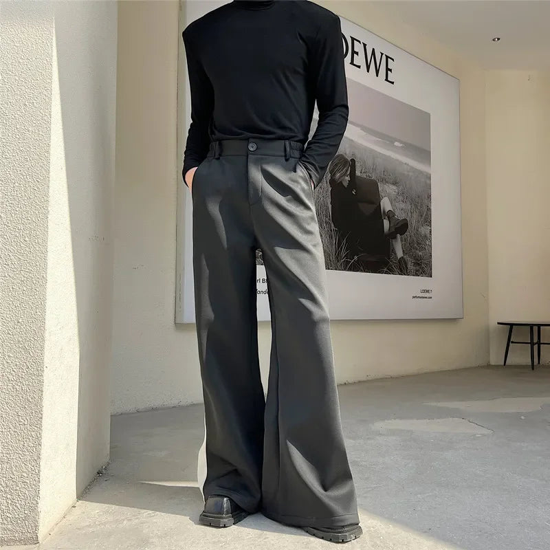 flare pants men vintage fashion casual bell bottom trousers male streetwear net celebrity long pants stage costume urban fashion pants