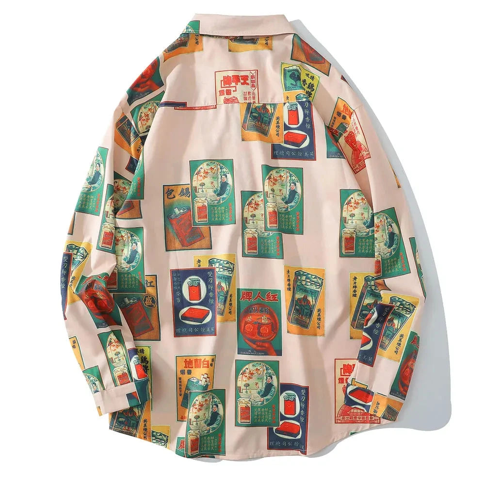 Streetwear Gonthwid Hawaiian Beach Shirts Harajuku Vintage Poster Print Long Slee Gonthwid Hawaiian Beach Shirts Harajuku Vintage Poster Print Long Sleeve Aloha Party Holiday Shirt Mens Casual Button Down Tops Fashion Sweater Jacket With Graphic Design For Men