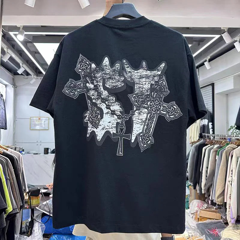 Summer New Chaopai Boxer Letter Print T-shirt Men Woman 1:1 Best Quality Loose Versatile Vintage O-Neck Tops Tee Street King Limited
