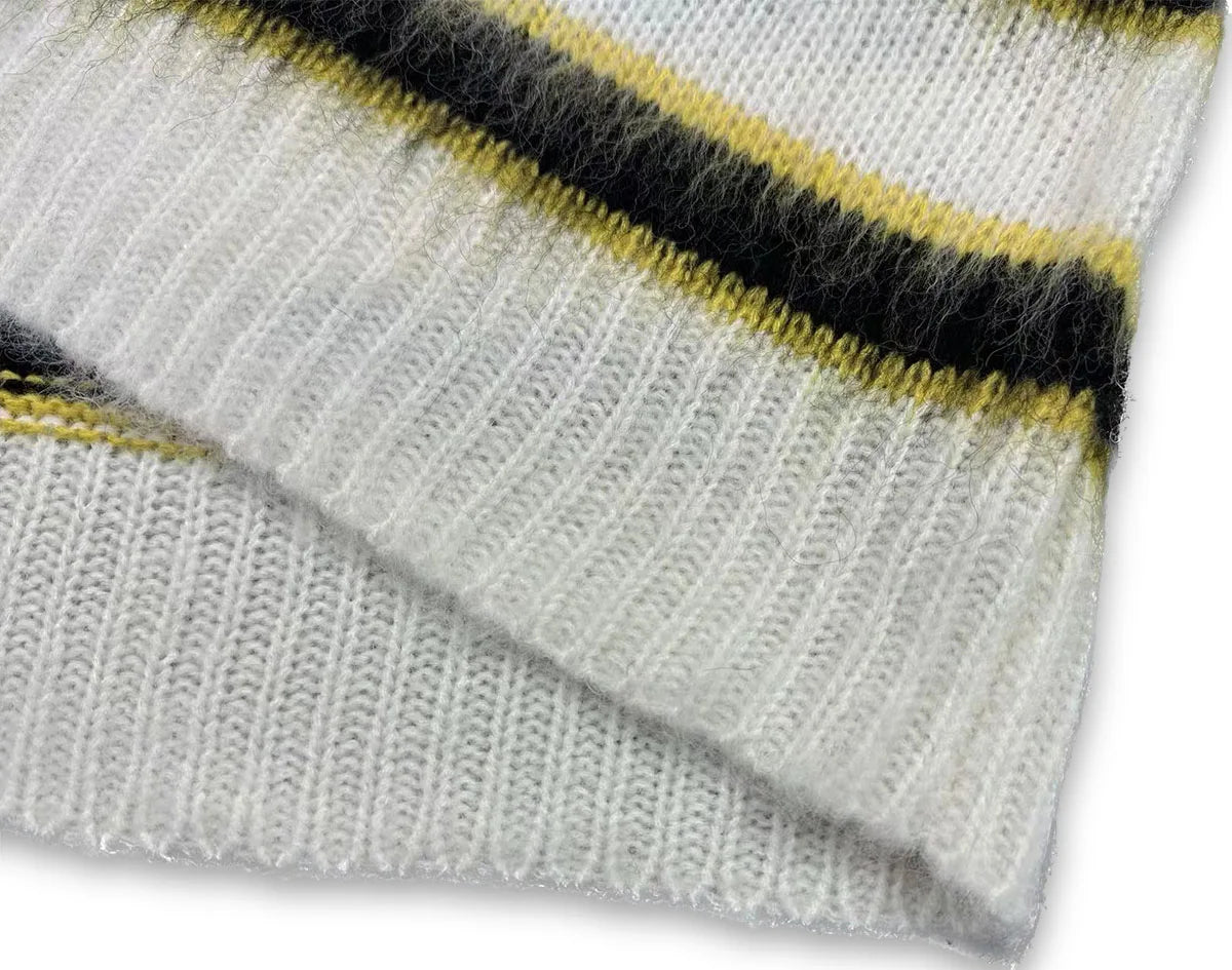 High Street Color Match Striped Autumn and Winter Woolen Sweater for Men and Women Patchwork Baggy Crew Neck Knitted Sweater Street King Limited