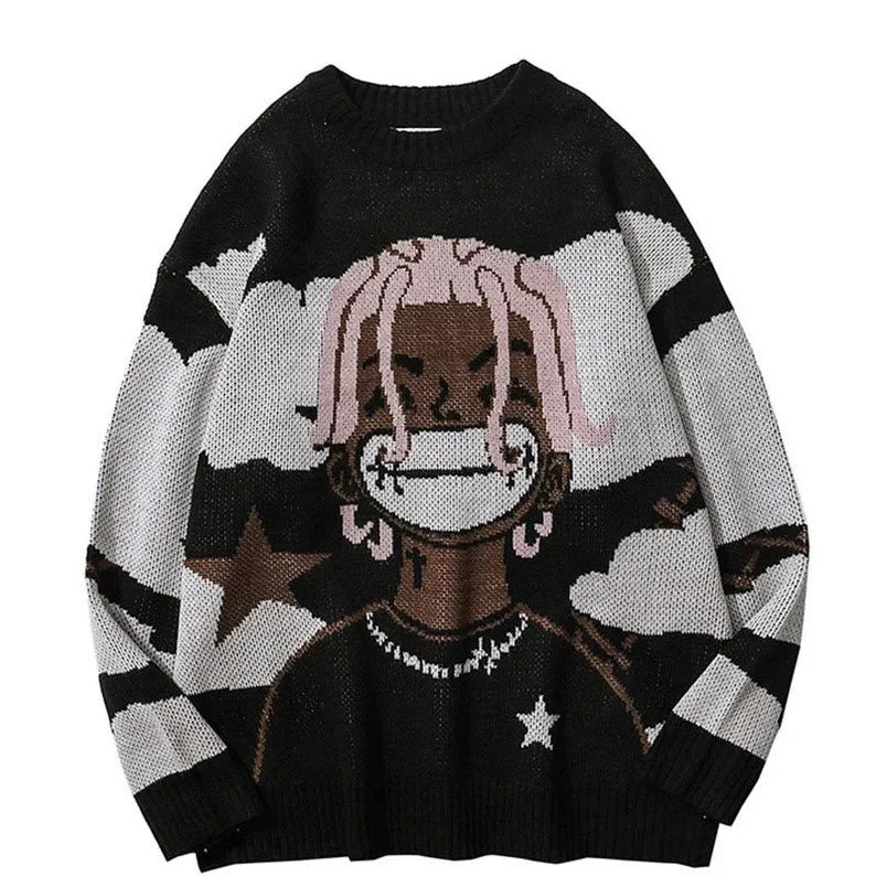 Traf-2024 Women's Sweater zssiibo Official Website Autumn New y2k Anime Cartoon Pattern Hoodie Women's Clothing Sales Street King Limited