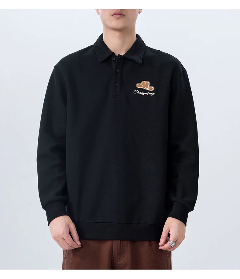 Men Embroidery Fashion Loose Casual Pullover Sweatshirt Spring Autumn Plus Size Hoodies Polo Shirt for Man Clothing Street King Limited