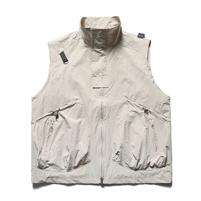 summer men fishing travel photo hiking vest waistcoat outdoor leisure solid color vest khaki black casual sleeveless jacket clean everyday pants