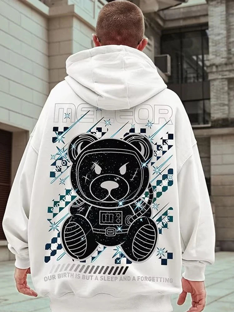 Meteor Bear Graphic Hoodies Oversized Men's Streetwear Hooded Sweatshirt Male Harajuku Fashion Pullover Hoodie y2k Clothes Street King Limited