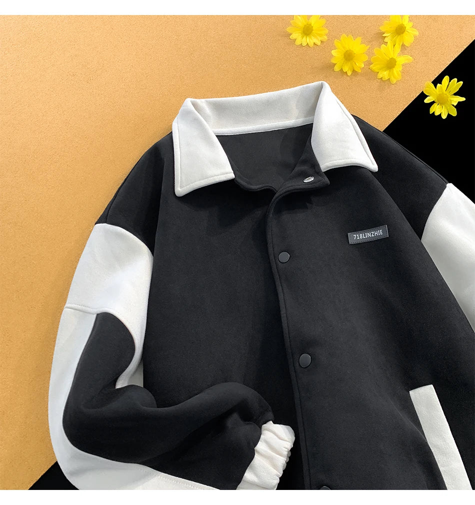 suede baseball jacket 2024 spring men uniform bomber jackets korean streetwear patchwork embroidery label coat unique default style 5057