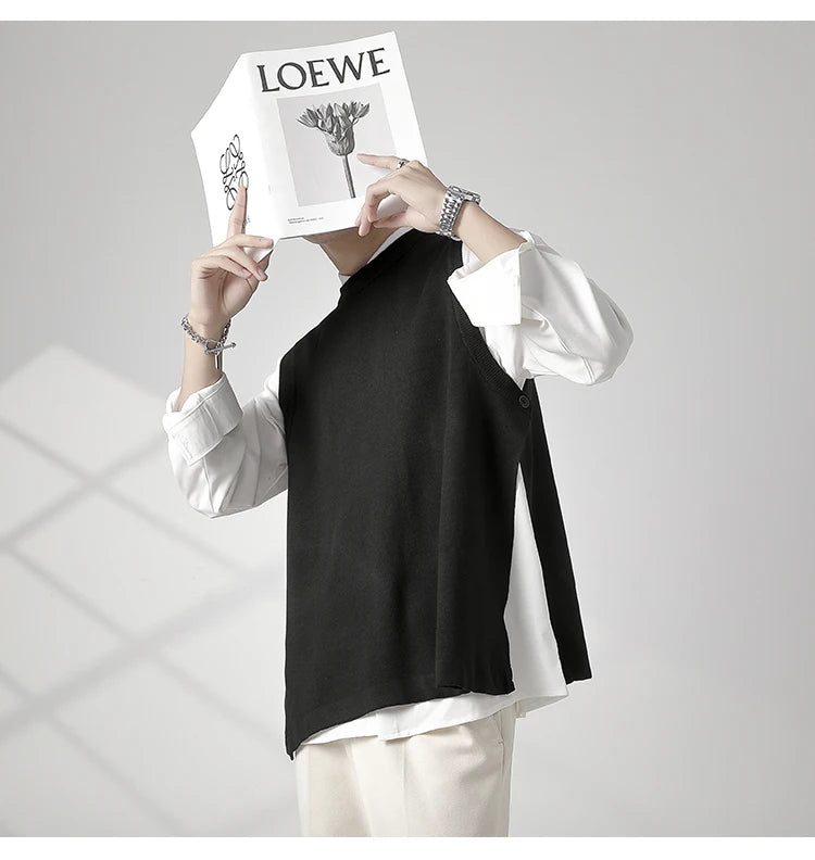 Slim Fit Sweater Vest Men Warm Fashion Casual Knitted Pullover Men Korean Loose Sleeveless Sweater Mens Jumper Clothes M-3XL Street King Limited