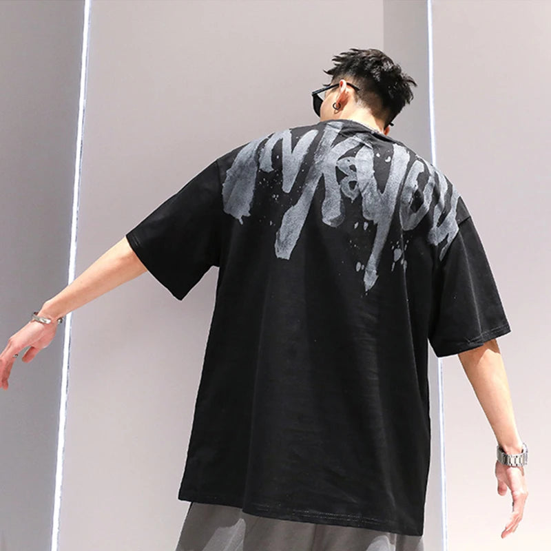 2024 New American Letter Print T-shirt Men's Summer Short Sleeve Cotton Oversize Tee Shirts Hip Hop Fashion Y2K Breathable Tops Street King Limited