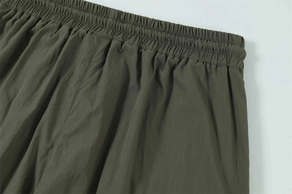 Men Solid Color Pants Y2K Pleated Joggers Baggy Pants Hip Hop Casual Drawstring Waist Quick Drying Trousers Street King Limited
