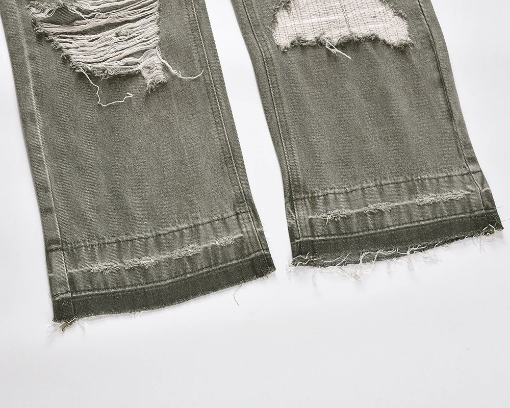 High Street Frayed Hole Distreesed Baggy Jeans for Men and Women Ripped Pantalones Hombre Y2k Casual Denim Trousers Oversized Street King Limited