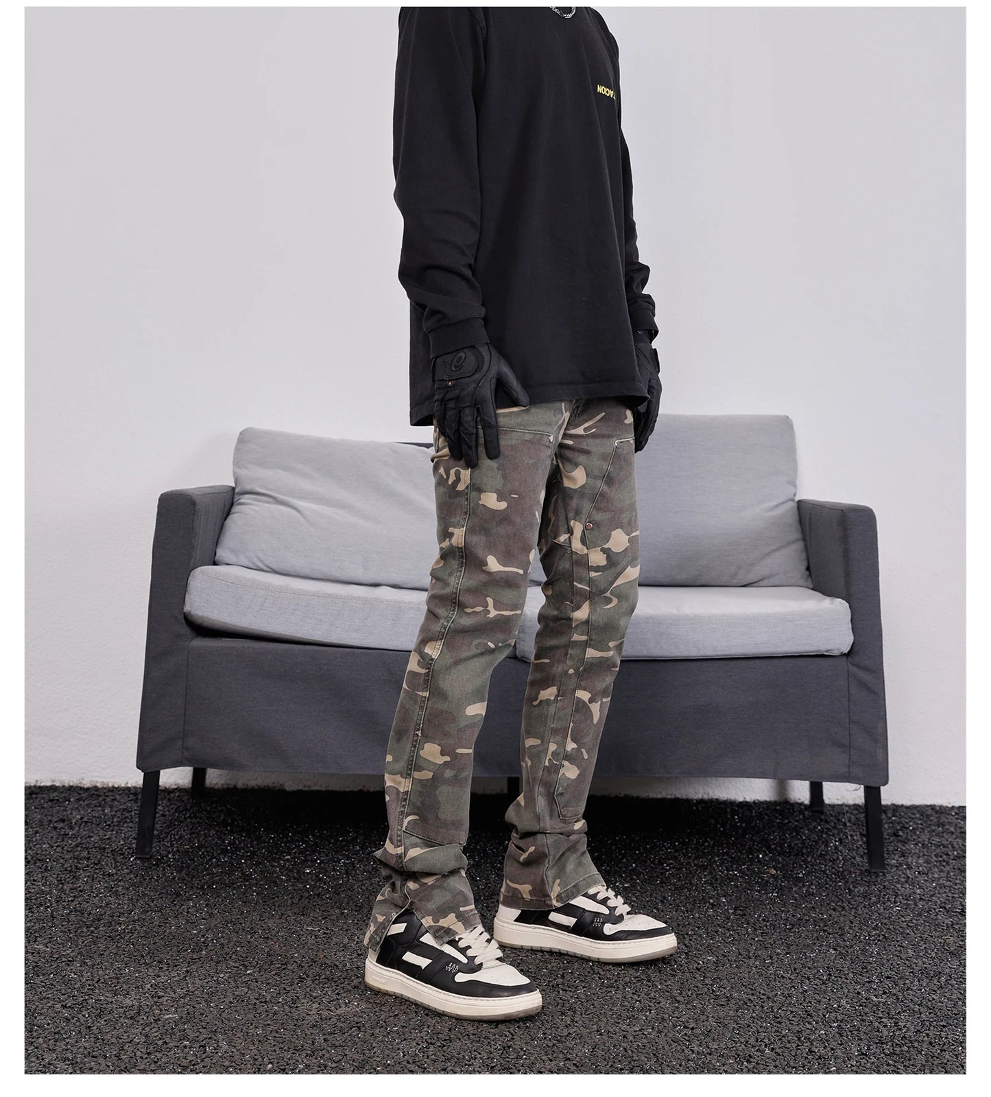 mens hip hop streetwear denim pants fashion camouflage pants 2023 harajuku cotton zipper joggers slim fit jeans trousers pants unique joggers style 1715