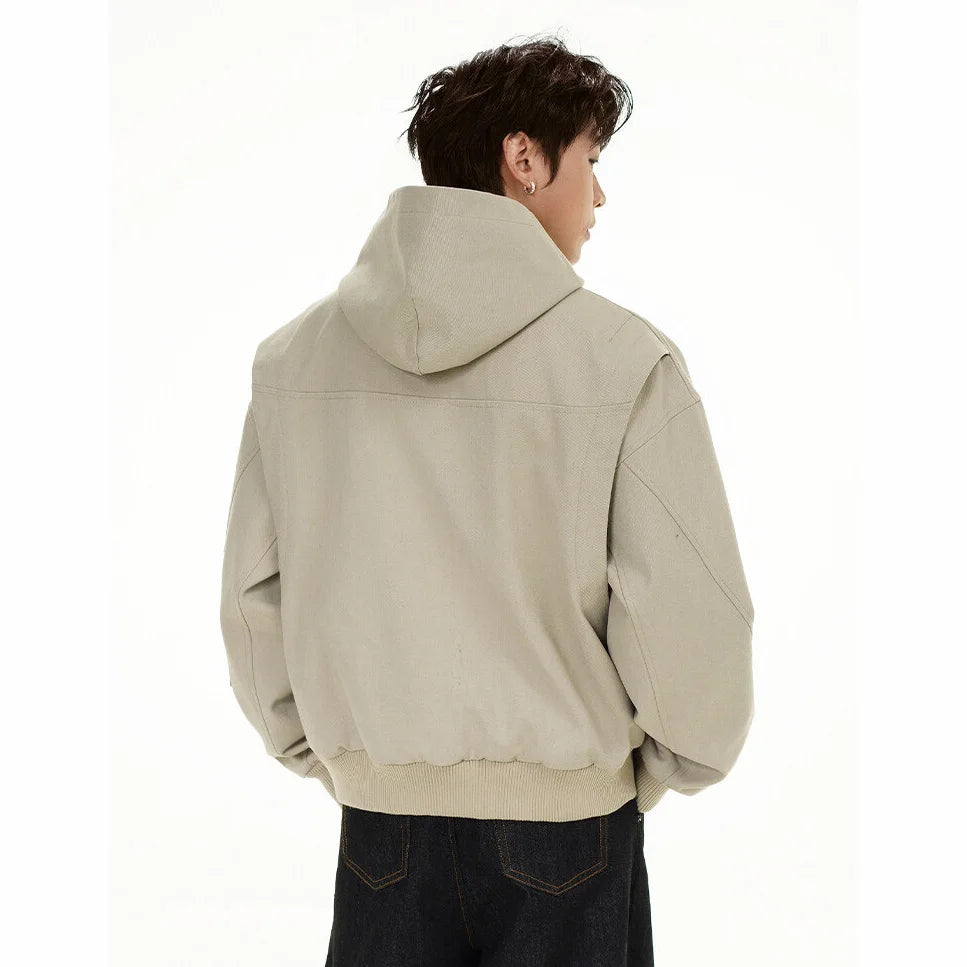 spring autumn hood bomber jacket men streetwear fashion loose casual hooded short cargo jacket cityboy coat outerwear utility cargo pants