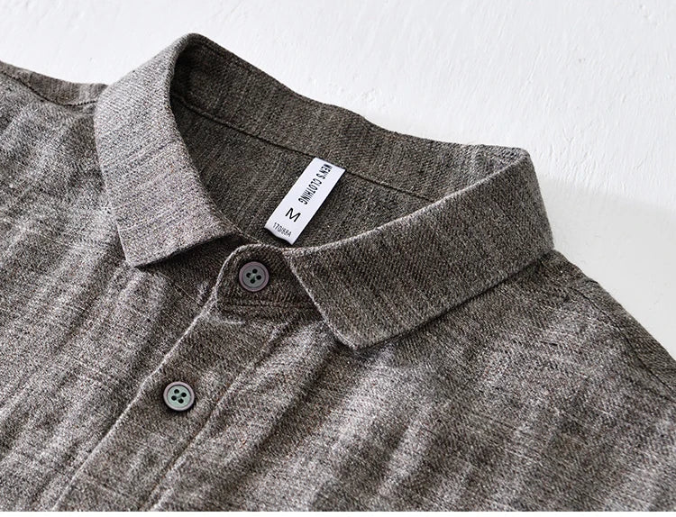 Vintage Linen Shirt Men Spring Autumn New Khaki Lapel Loose Long Sleeve Shirt Retro Casual Solid Breathable Cardigan Top Tees Street King Limited