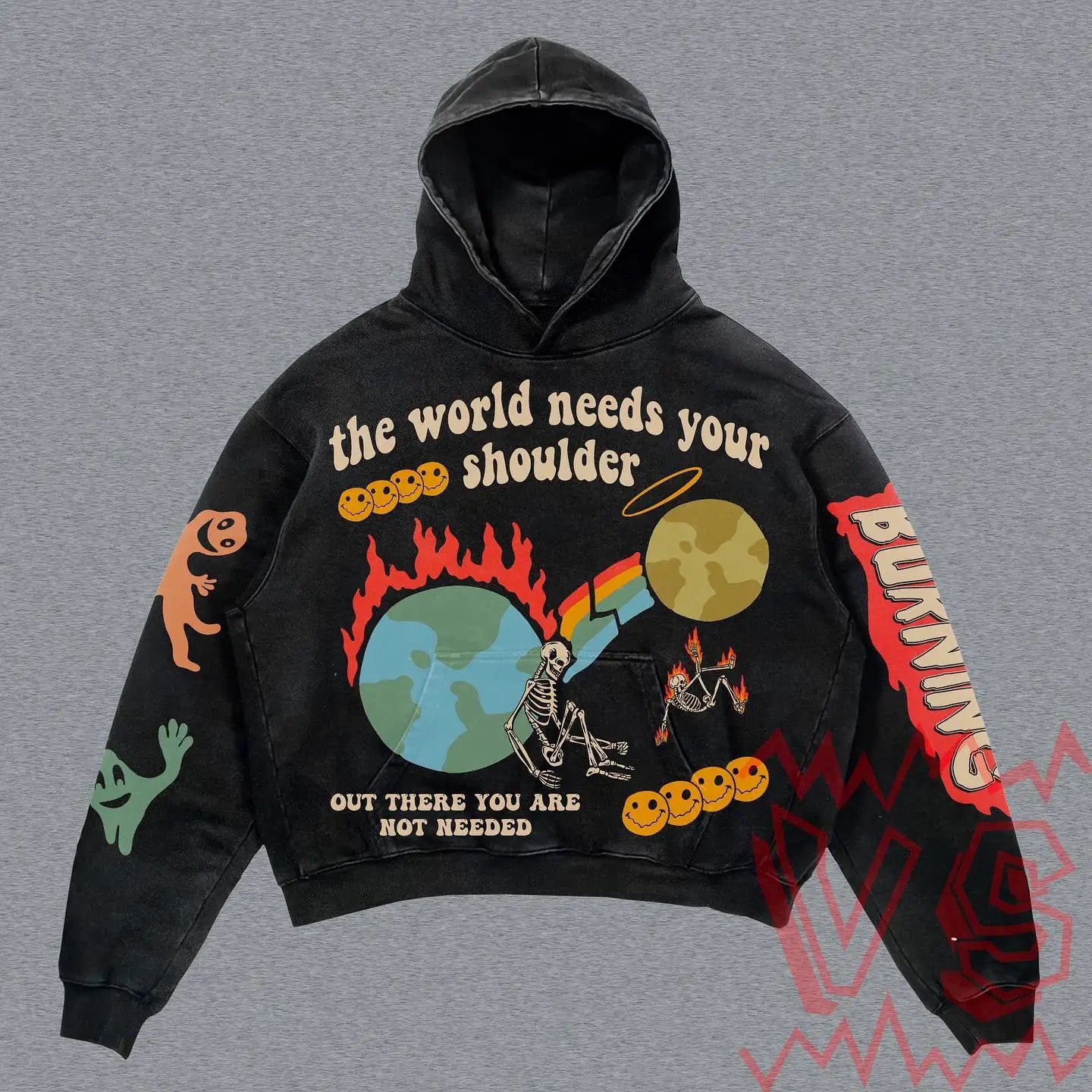 Harajuku skull letter oversized sweatshirt hoodie body armor hoodies women goth y2k tops 2023 new streetwear gothic clothes Street King Limited