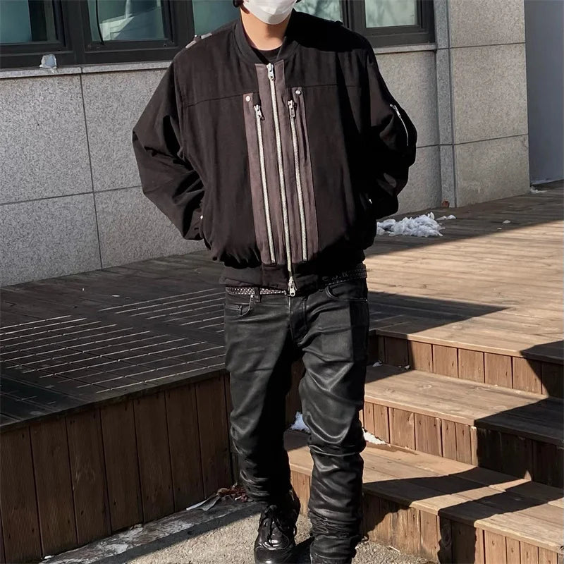 undermycar 2023 deconstructed multi zipper autumn winter flight jacket unique default style 3817