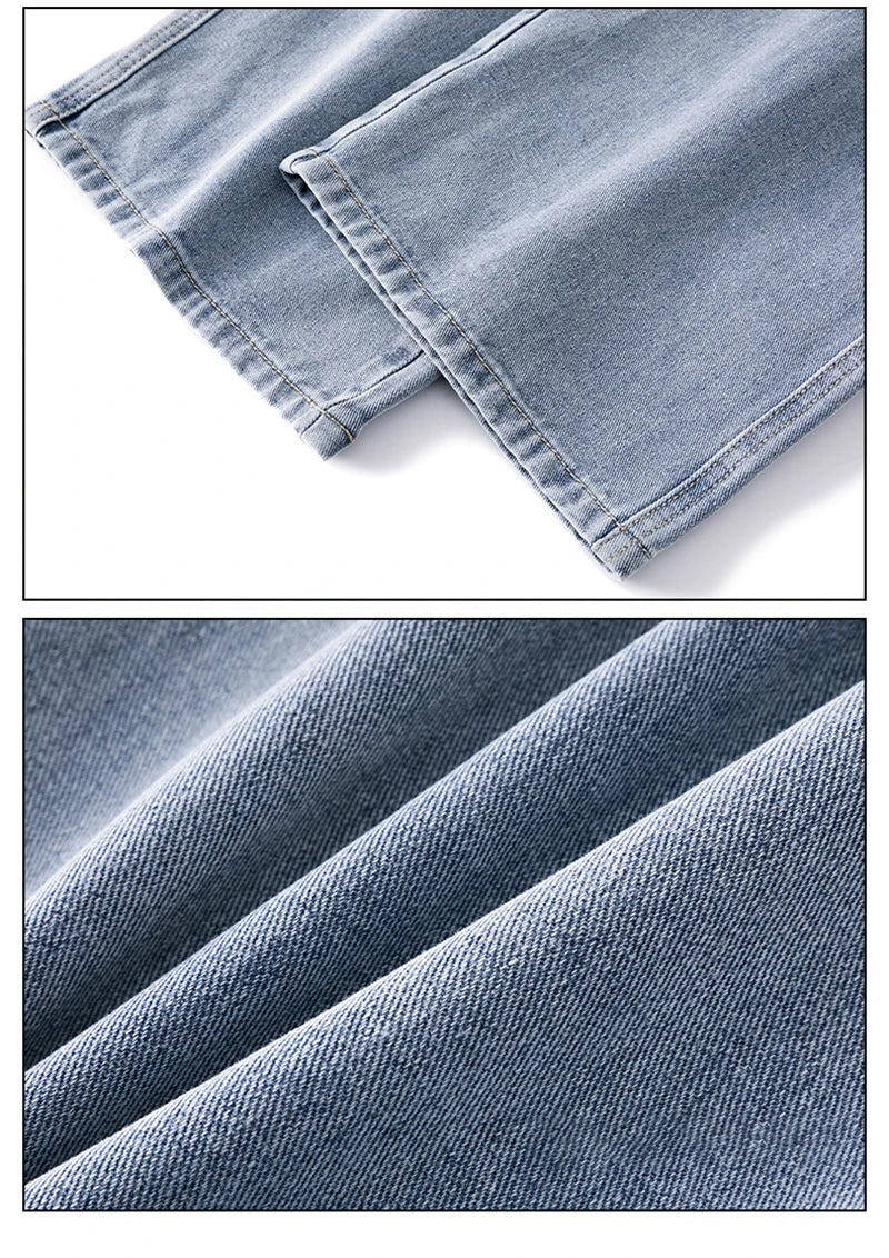 autumn korean fashion drawstring y2k jeans homme classic baggy straight wide leg pants 2025 new hip hop streetwear casual jean unique jeans style 695