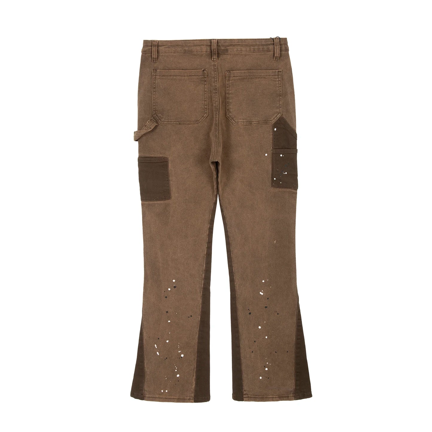 swag hip hop speckle ink flare jeans streetwear patchwork mens cargo jean pants washed logging trousers jeans male jeans overall utility cargo pants