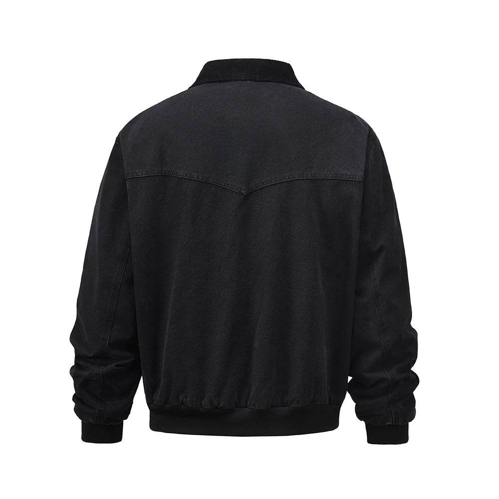 y2k high street solid color lapel thick winter jackets for men chaquetas hombre baggy casual fleece padded coat oversized relaxed fit trousers