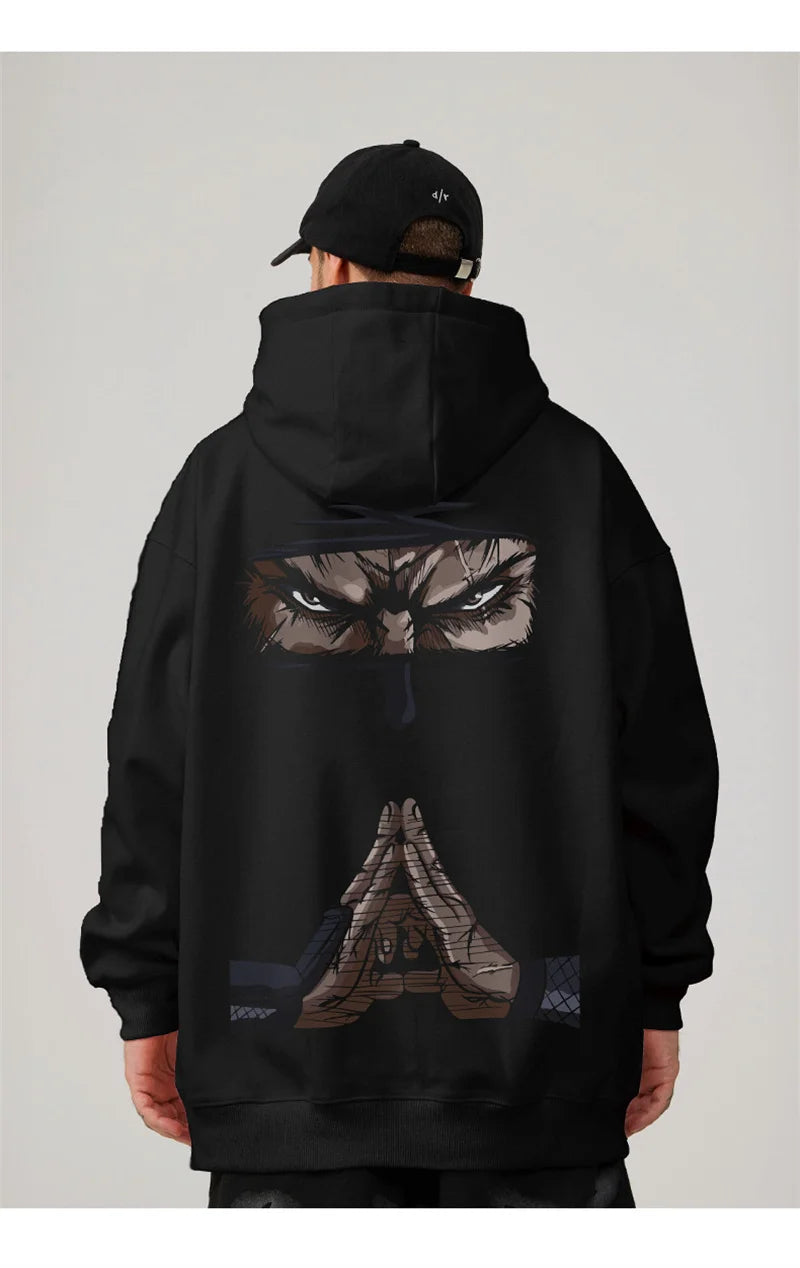 Funny Anime Ninja Mudra Graphic Printed Hoodies For Men Hip Hop Streetwear Pullovers Hooded Sweatshirts Y2K Goth Fashion Hoody Street King Limited