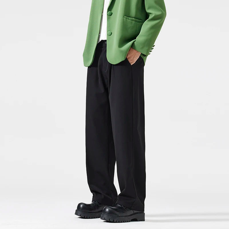 suit pant men korean streetwear fashion loose casual plus size straight suit pant office man commuter pants trousers unique default style 2112