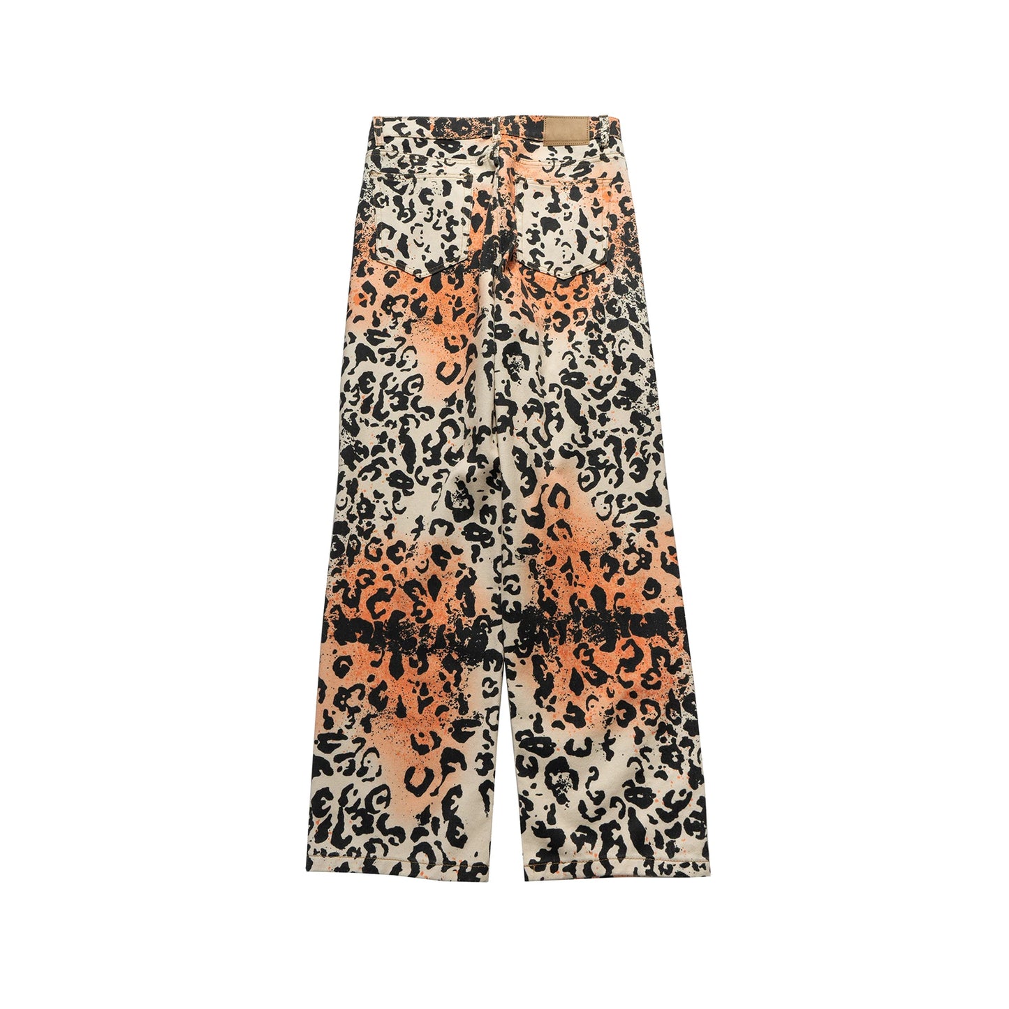 Vintage Leopard Patchwork Straight Baggy Jeans Pants Mens Streetwear Pockets Casual Unisex Denim Trousers Loose Cargo Pants Street King Limited