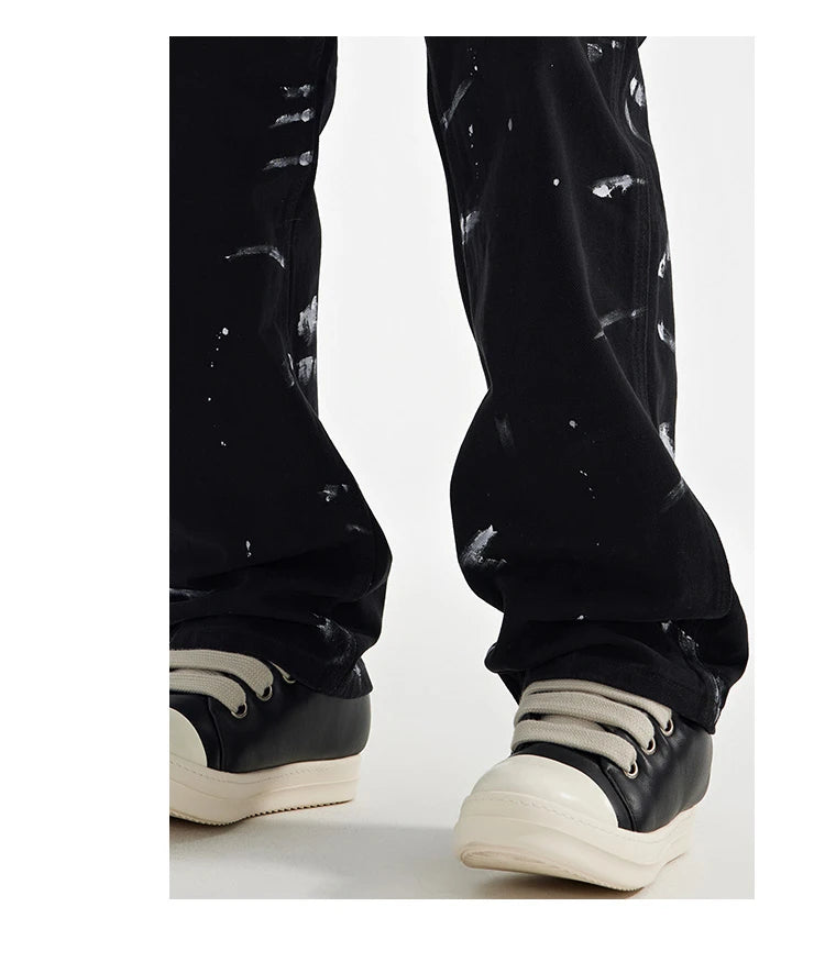 fashion graffiti printed denim jeans mens unisex casual zipper straight jeans streetwear hip hop loose black jean pants joggers unique joggers style 3273
