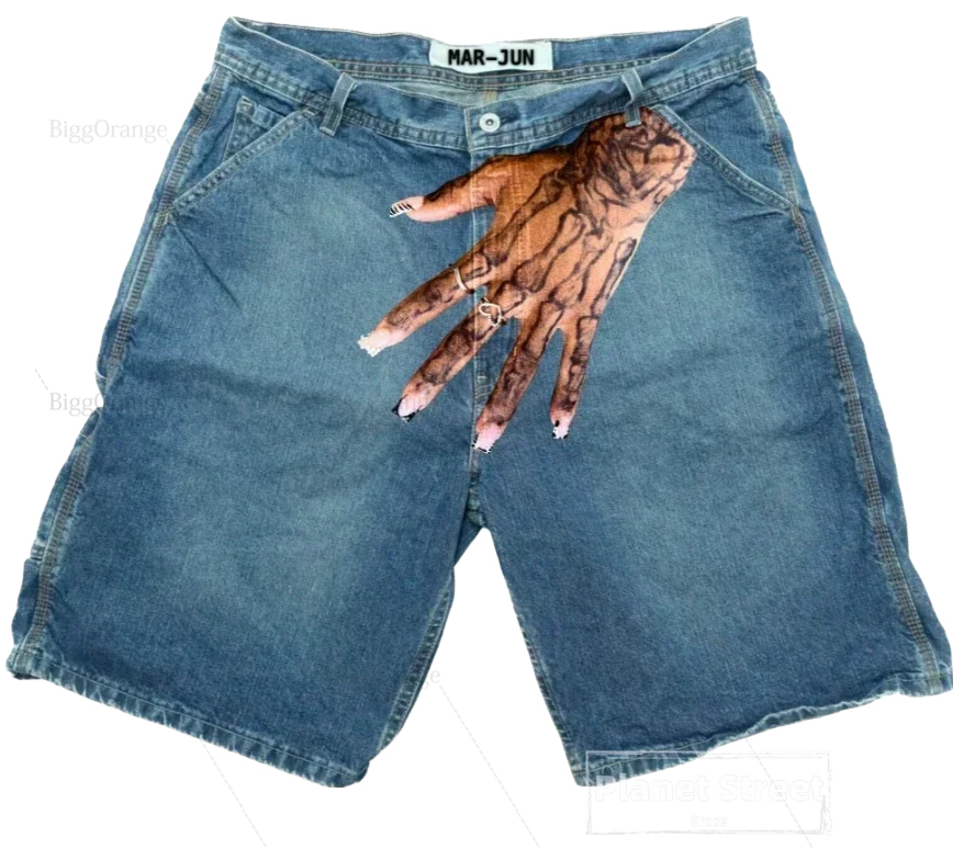 harajuku y2k short baggy jeans palm print graphic pants men fashionstyle denim streetwear gothic sweatpants shorts men clothing sporty tapered joggers