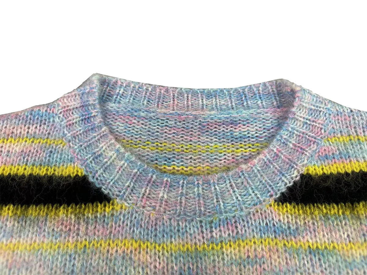 Color Match Striped Autumn and Winter Pullover Sweater for Men and Women Patchwork Baggy Crew Neck Streetwear Knitted Sweater Street King Limited