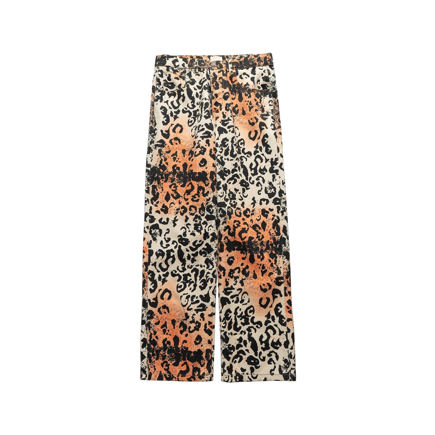 Vintage Leopard Patchwork Straight Baggy Jeans Pants Mens Streetwear Pockets Casual Unisex Denim Trousers Loose Cargo Pants Street King Limited