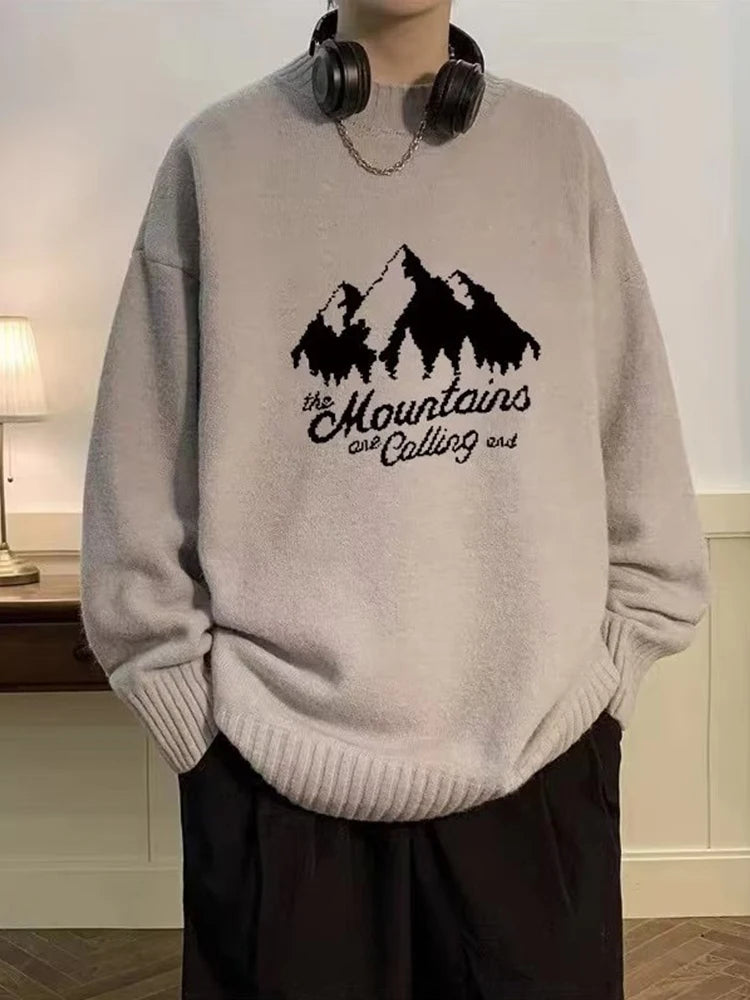 New High Street Graphic Print Knitted Sweater For Men Hip Hop Letter Pullovers Femme 2025 Autumn Casual Y2K Vintage Knitwears Street King Limited