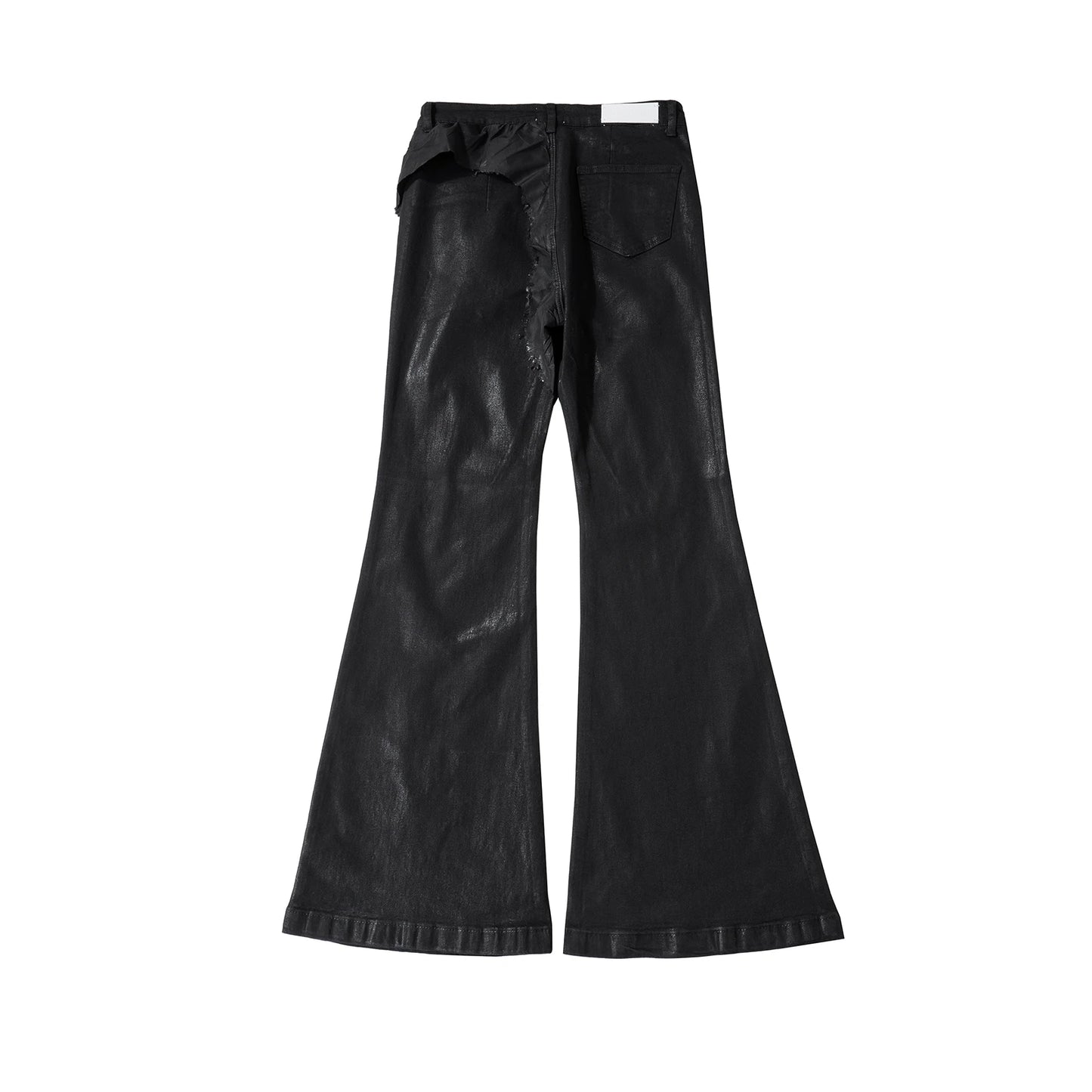 y2k streetwear wax leather strecth jeans for men and women ropa hombre baggy flare pants oversized straight denim trousers unique jeans style 4105