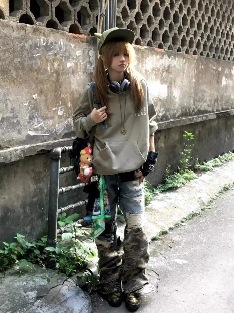 Trendy Camo Cowboy Cargo Pants Mens Spring Autumn Elasticity Fashion Harajuku Patchwork Straight Jeans New Washed Denim Trousers Street King Limited
