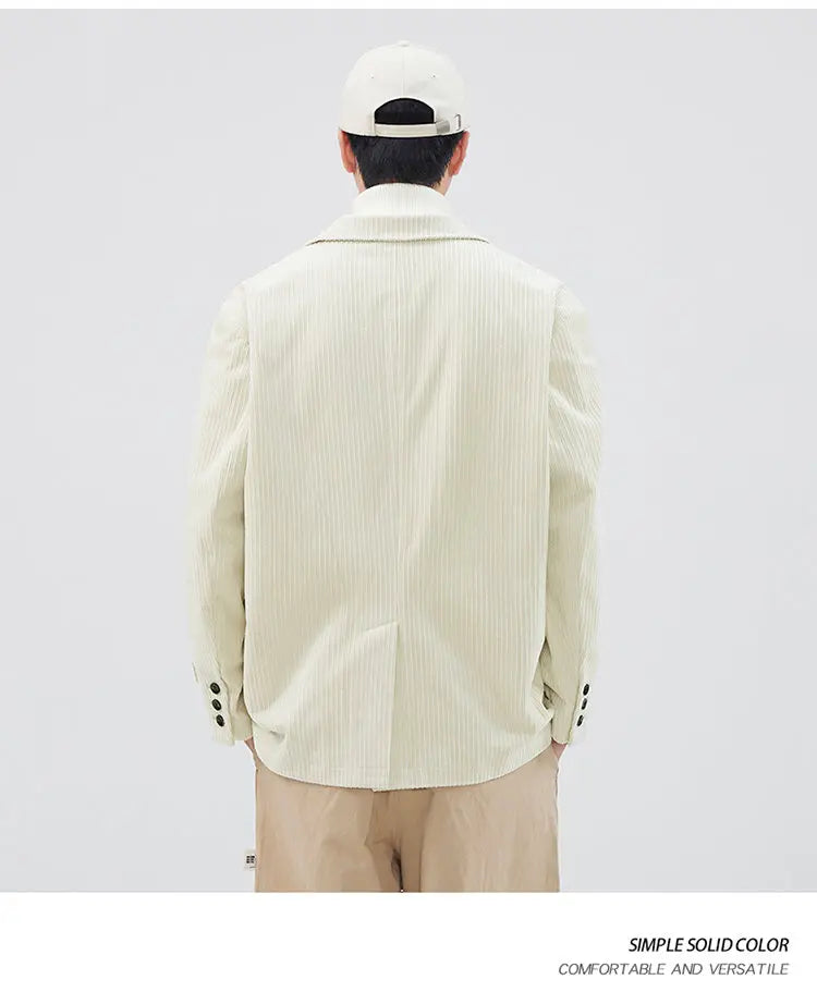 mens loose casual plus size fashion retro corduroy blazer jacket handsome man commuter business suit coat blazers outerwear unique default style 1216