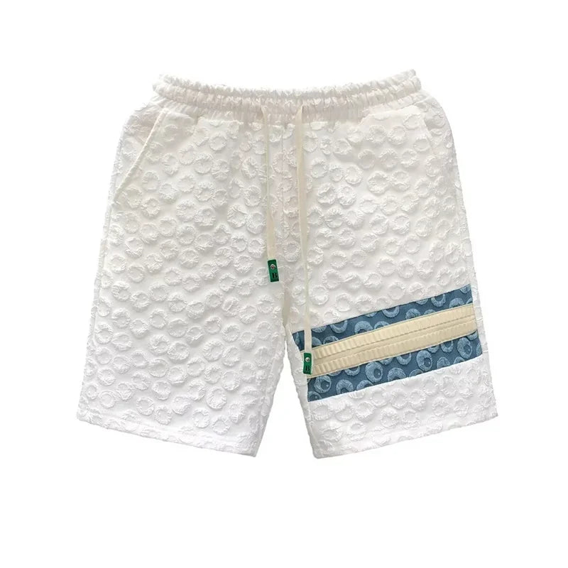 summer foam print shorts men y2k streetwear pleated baggy bermudas para hombre hip hop fashion vintage casual short pants unique shorts style 3331