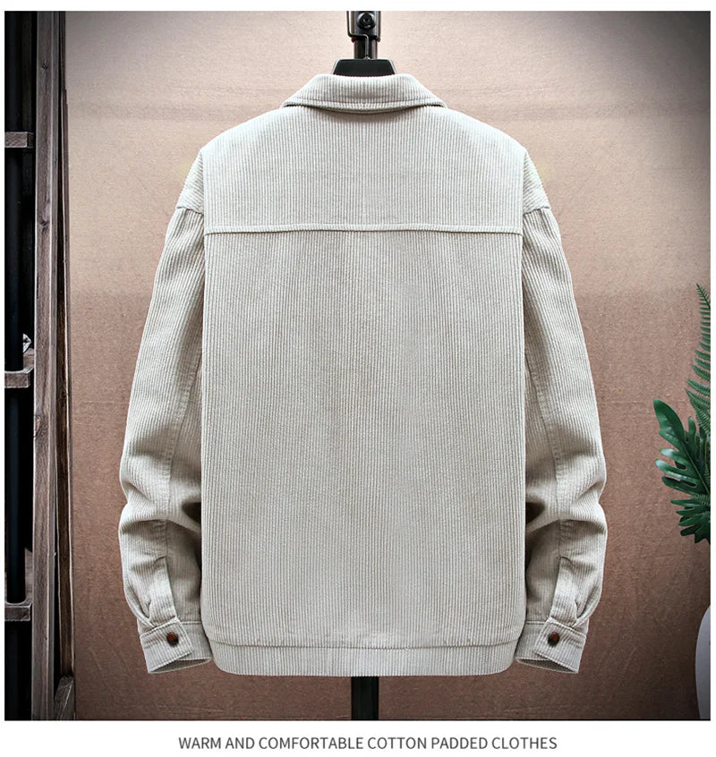 Streetwear Spring Appliques Long Sleeve Corduroy Shirts For Men Button Patchwork 2025 Spring Appliques Long Sleeve Corduroy Shirts For Men Button Patchwork Turn Down Collar Cargo Shirt Korean Fashion Jackets Fashion Sweater Jacket With Graphic Design For Men