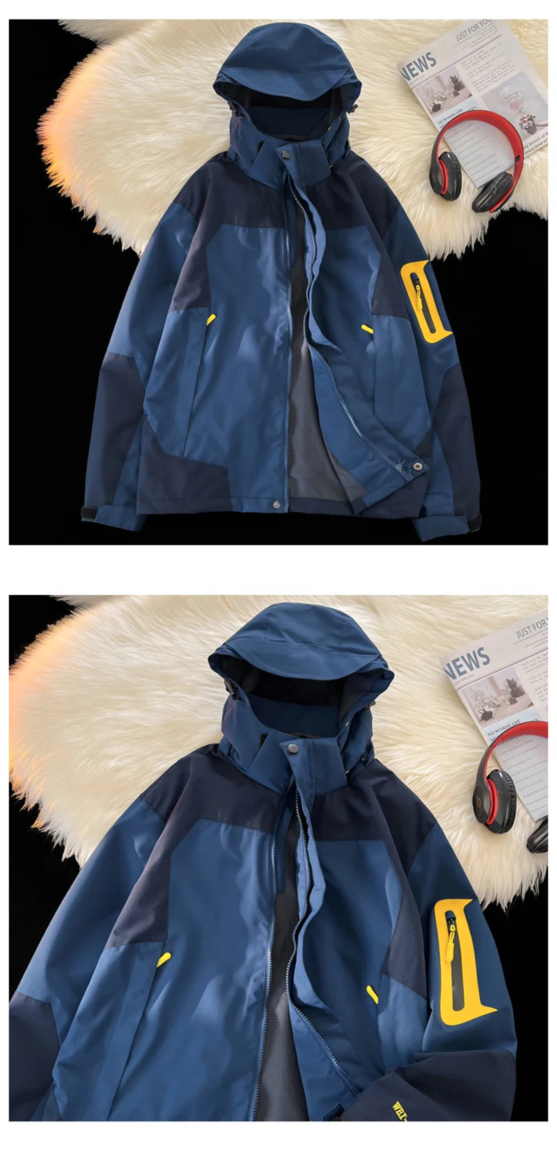 new colorblock pocket zip up hooded outdoor jackets for men fashion waterproof casual bomber jacket y2k motorcycle veste homme unique default style 128