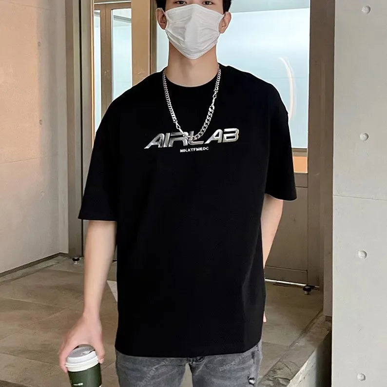 Summer men's design letter fashion short-sleeved loose versatile T-shirt teenagers Korean version ins half-sleeved tops trendy Street King Limited