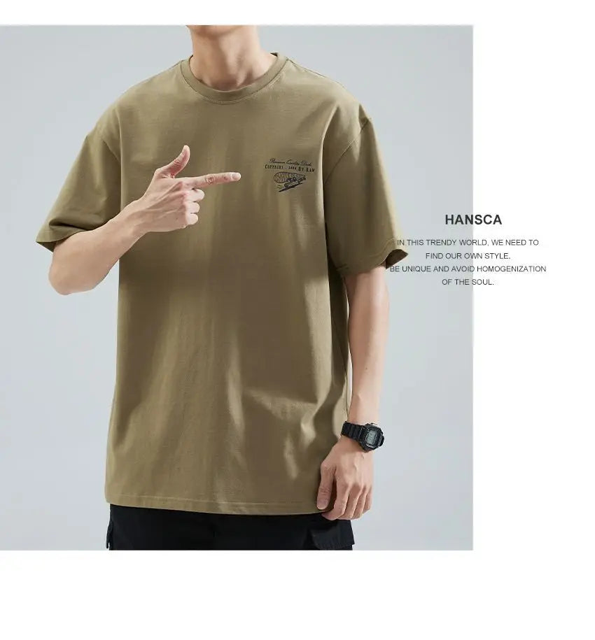 Summer Korean Pure Cotton Round Neck Short-sleeved T-shirt Men's Trendy Y2K Personalized Street Ins Casual Half-sleeved Top Street King Limited
