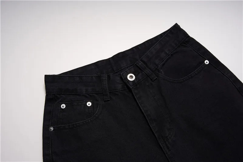 fashion back skull letters embroidery denim flare jeans mens zipper straight trouser hip hop streetwear pants joggers jeans men unique joggers style 5109
