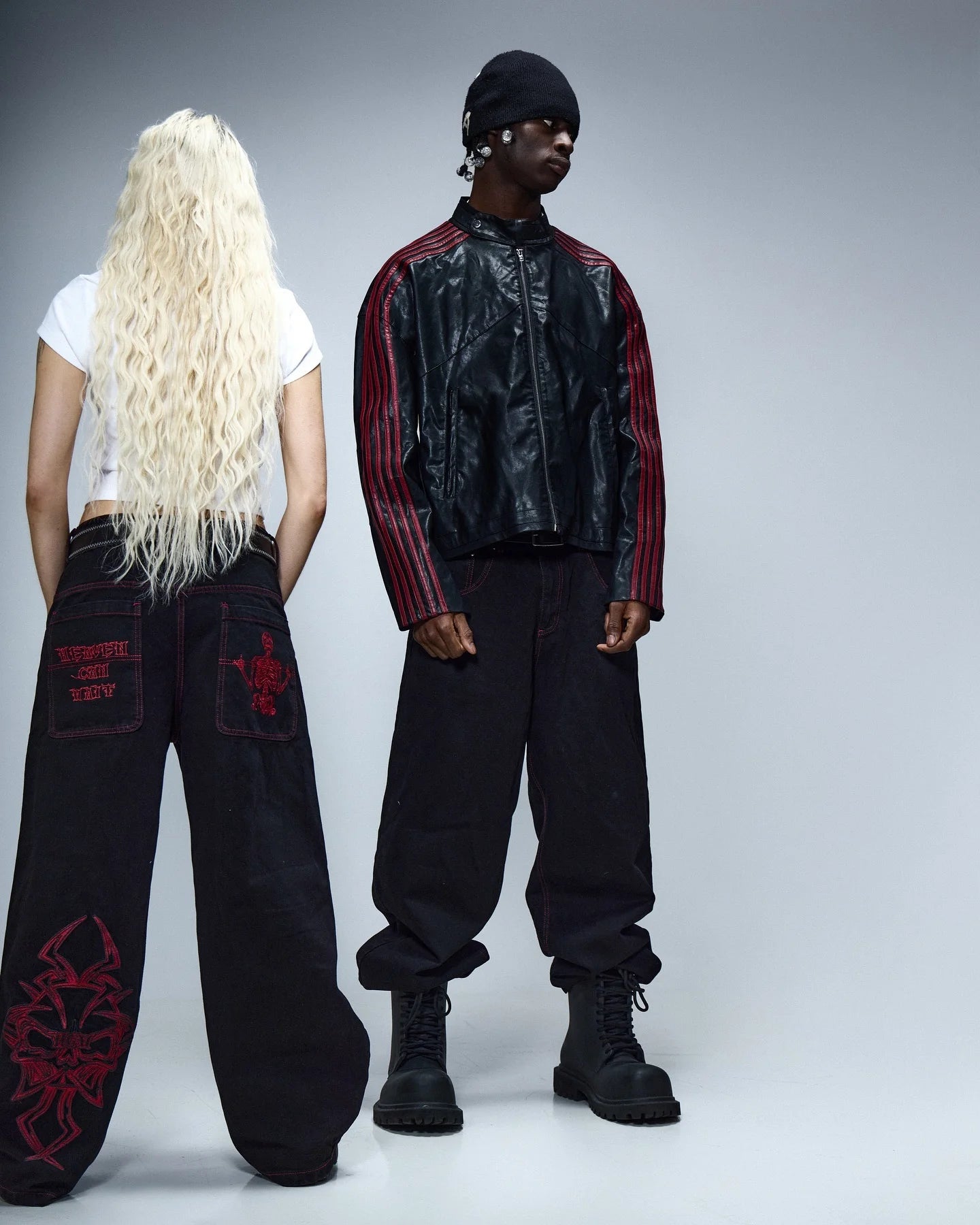 Y2K Retro American Personality Design Fashionable Loose Straight Jeans Men Street Hip-hop Harajuku All-match Floor Mopping Pants Street King Limited