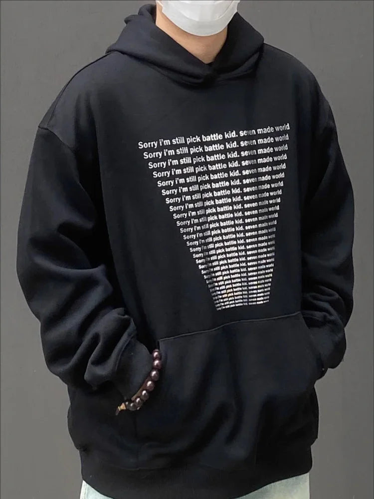 Oversized Flame Graphic Hoodie for Men