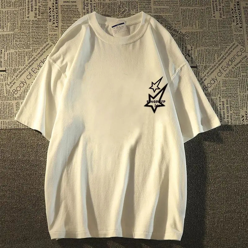 American retro star fashion brand pure cotton short-sleeved T-shirt for men and women summer loose ins trend half-sleeved shirts Street King Limited