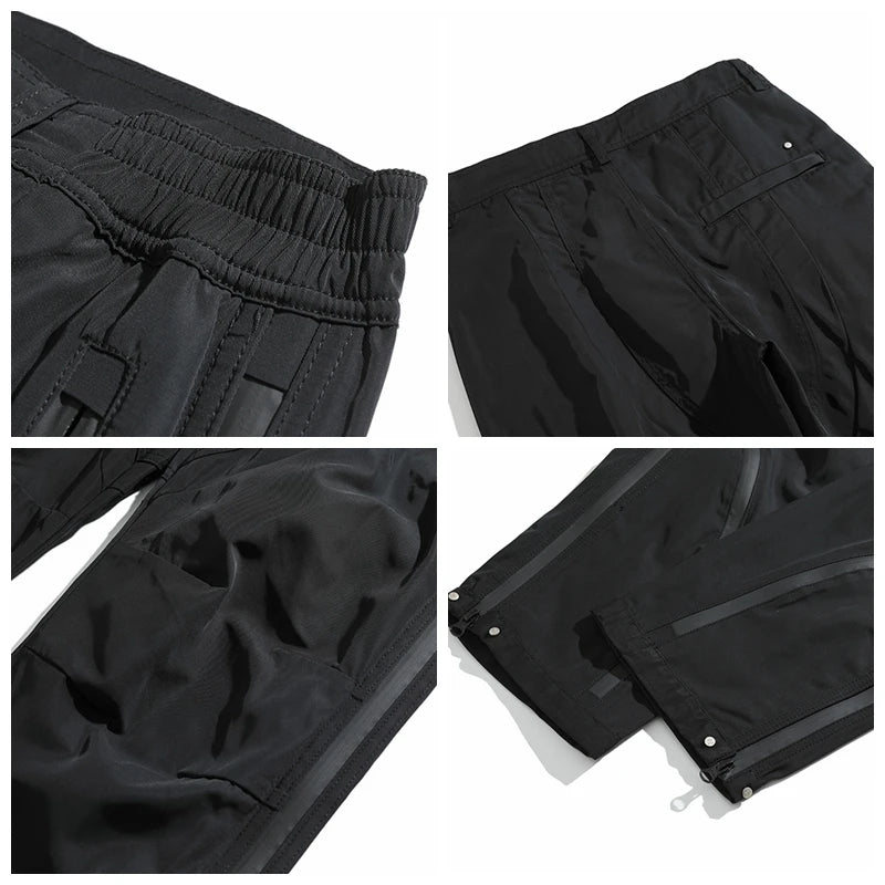 Vibe Style Nylon Rubber Pressing Joggers Men's Urban Streetwear Fashionable Adjustable Zipper Up Functional Cargo Trousers Street King Limited