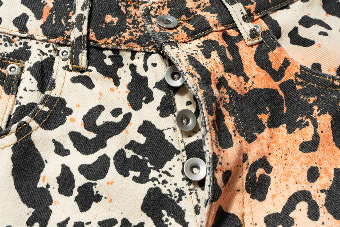 Vintage Leopard Patchwork Straight Baggy Jeans Pants Mens Streetwear Pockets Casual Unisex Denim Trousers Loose Cargo Pants Street King Limited